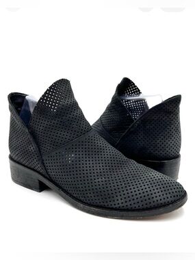 Eileen Fisher Leaf 2 Black Nubuck Leather Ankle Boots Size 8